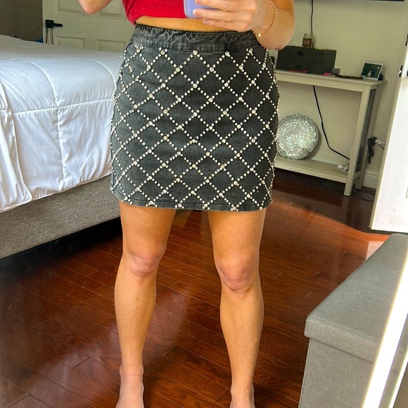 Main Strip Dresses & Skirts - Mainstrip Denim + Bling Mini Skirt Y2K